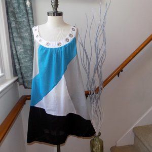 PINK MODE Color Block Top/Dress Size Medium 100% Cotton